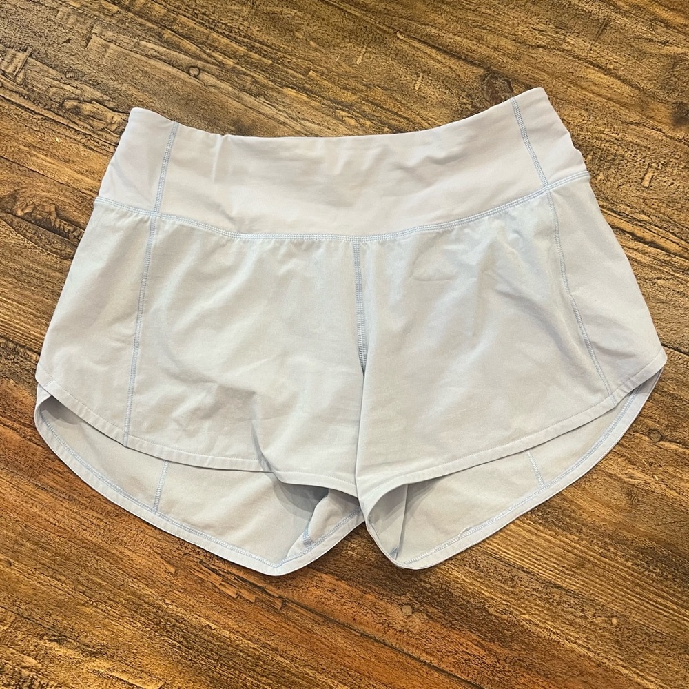 Lululemon Speed Up shorts. Size 4 tall. Pale blue.